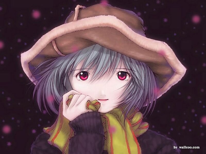Anime Girl with Hat — Purple, Dreamy