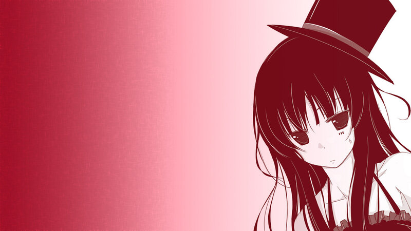 Anime Girl with Hat — Red, Melancholic, Long Hair