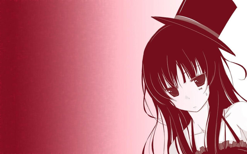 Anime Girl with Hat — Red