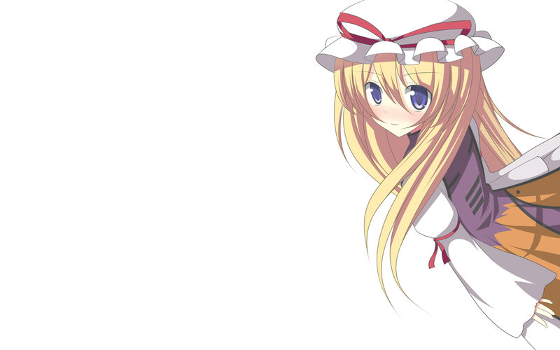 Anime Girl with Hat — White, Calm, Long Hair, Blue Eyes