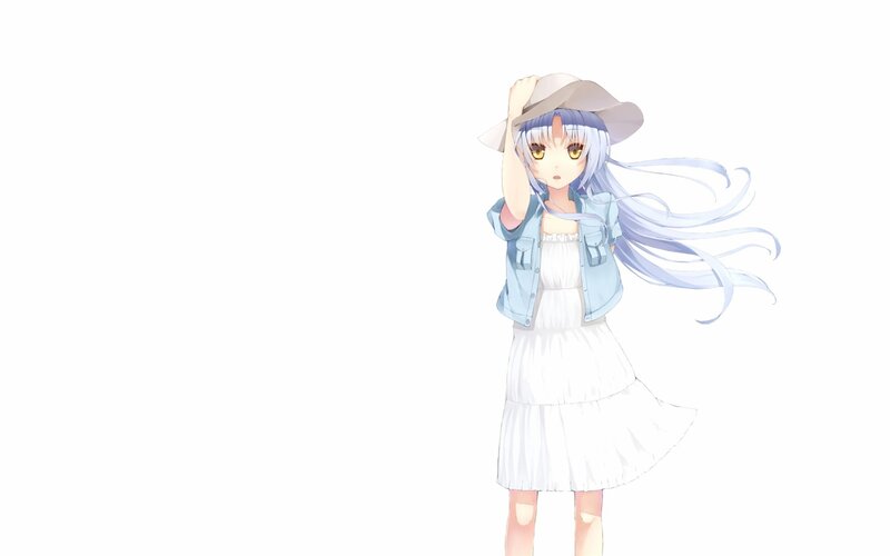 Anime Girl with Hat — White, Calm