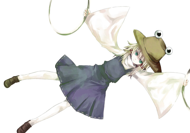 Anime Girl with Hat — White, Playful