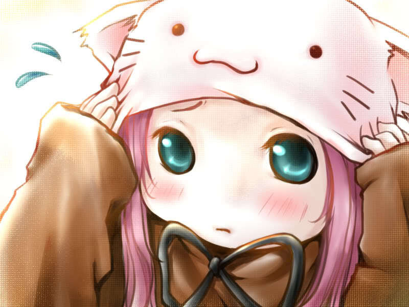 Anime Girl with Hat — White