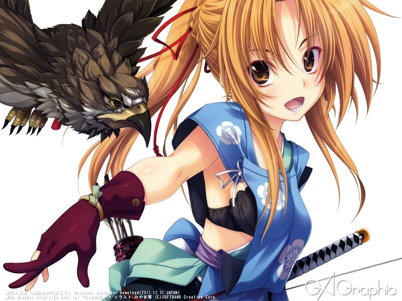 Anime girl with hawk companion