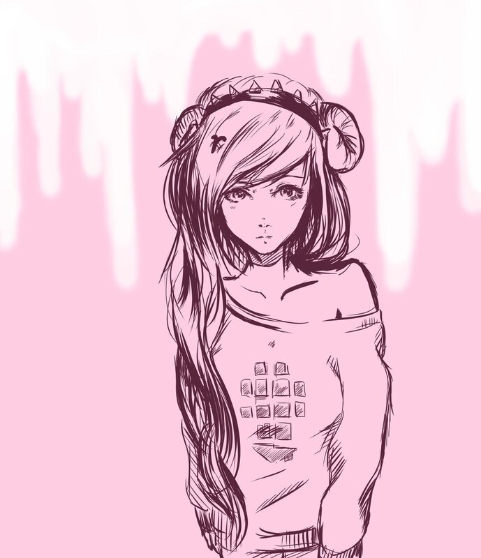 Anime Girl with Headband — Pink