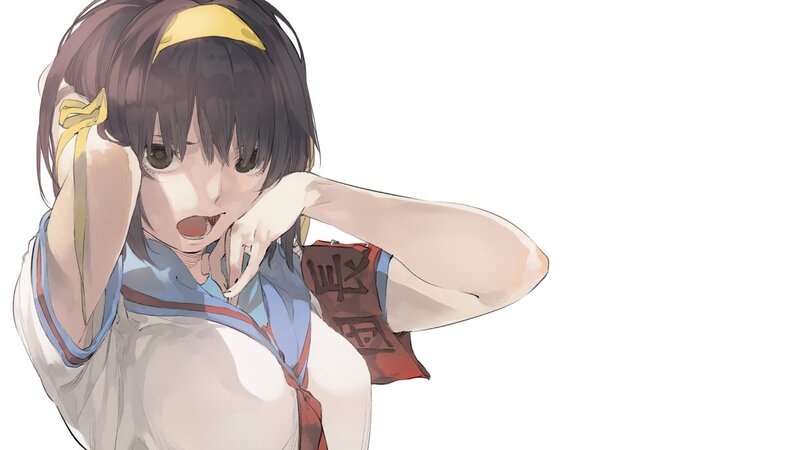 Anime Girl with Headband — White