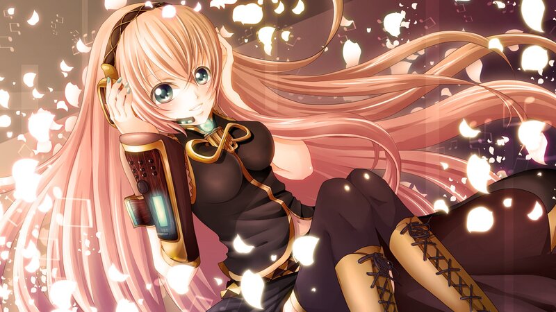 anime girl with headphones