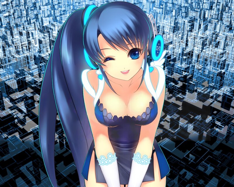 anime girl with headphones