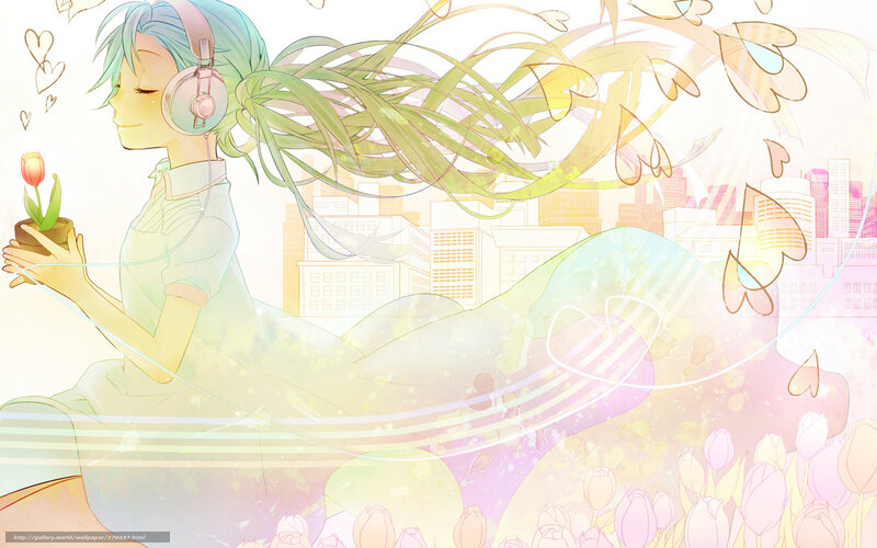 Anime girl with headphones