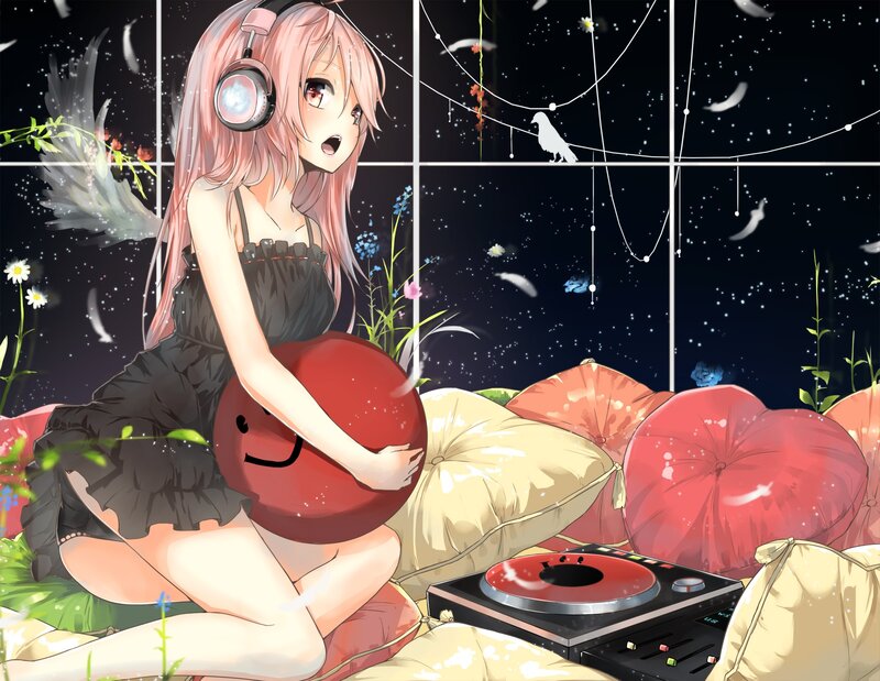 Anime girl with headphones