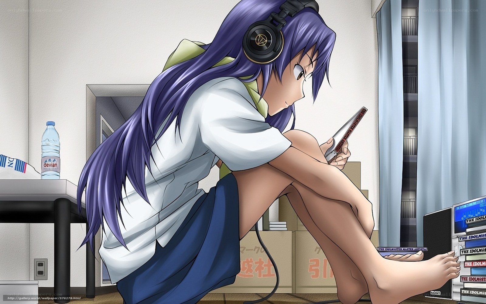 anime girl with headphones