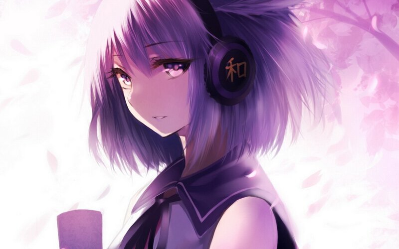 anime girl with headphones