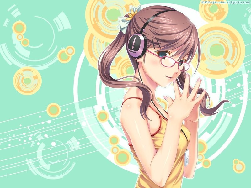 anime girl with headphones