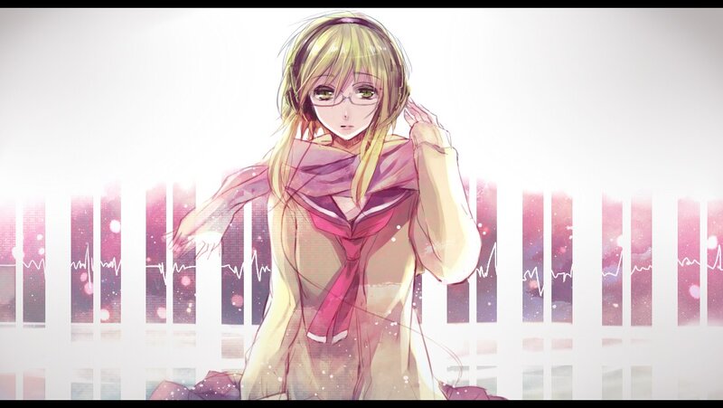 anime girl with headphones