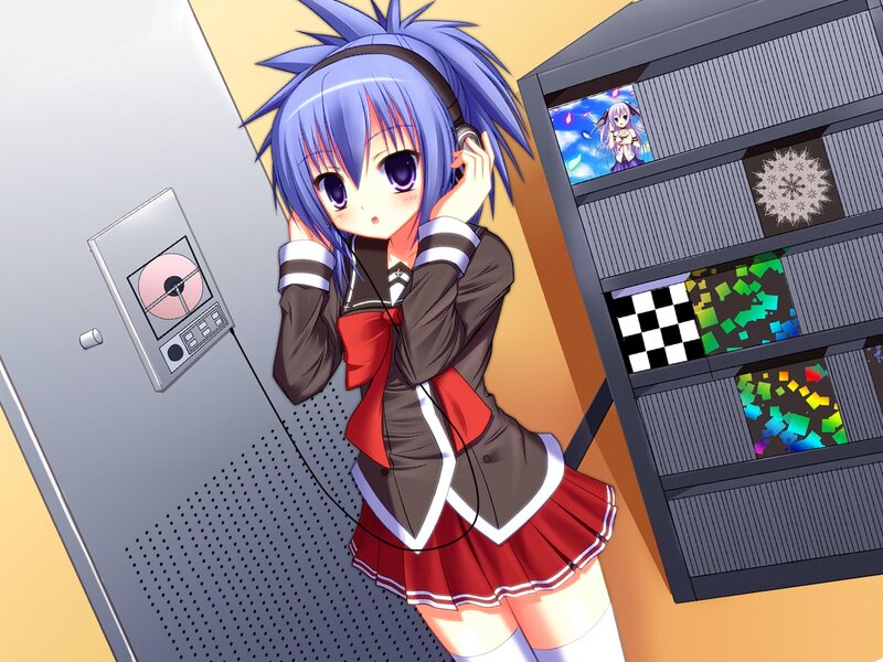 anime girl with headphones