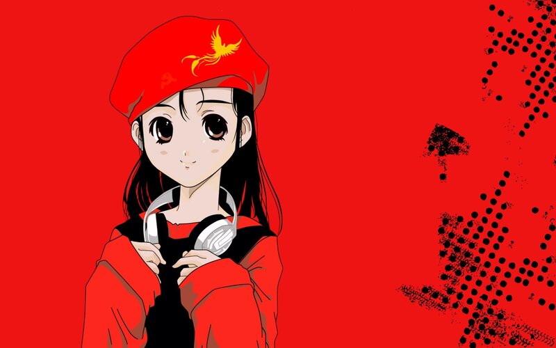 anime girl with headphones