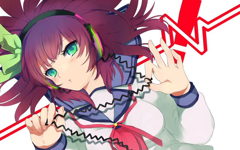anime girl with headphones