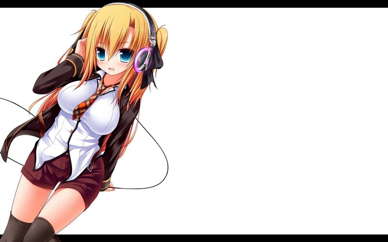 anime girl with headphones