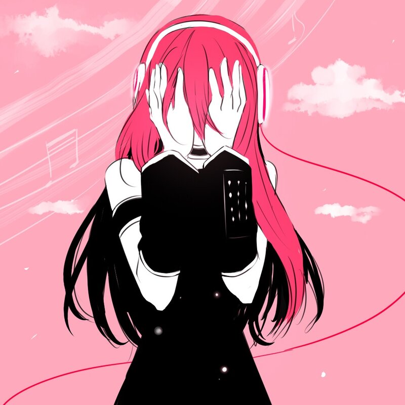 anime girl with headphones