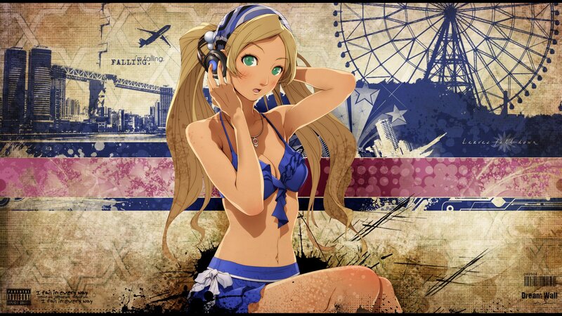anime girl with headphones