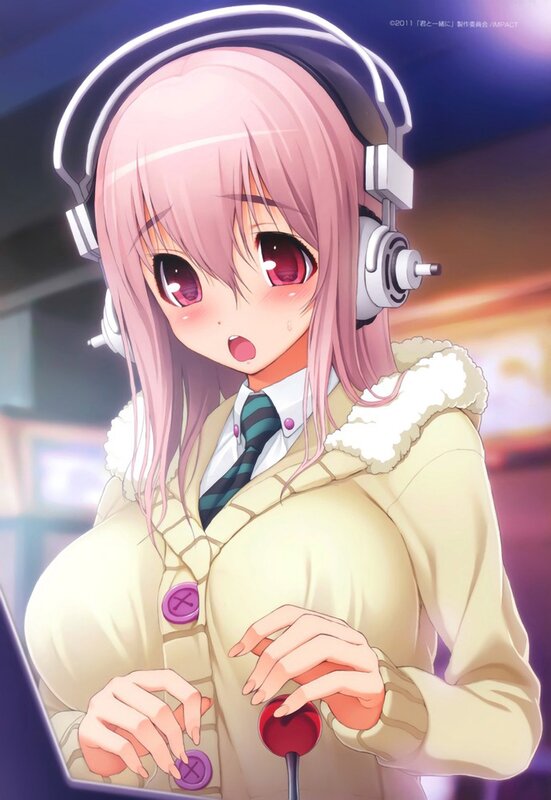 anime girl with headphones