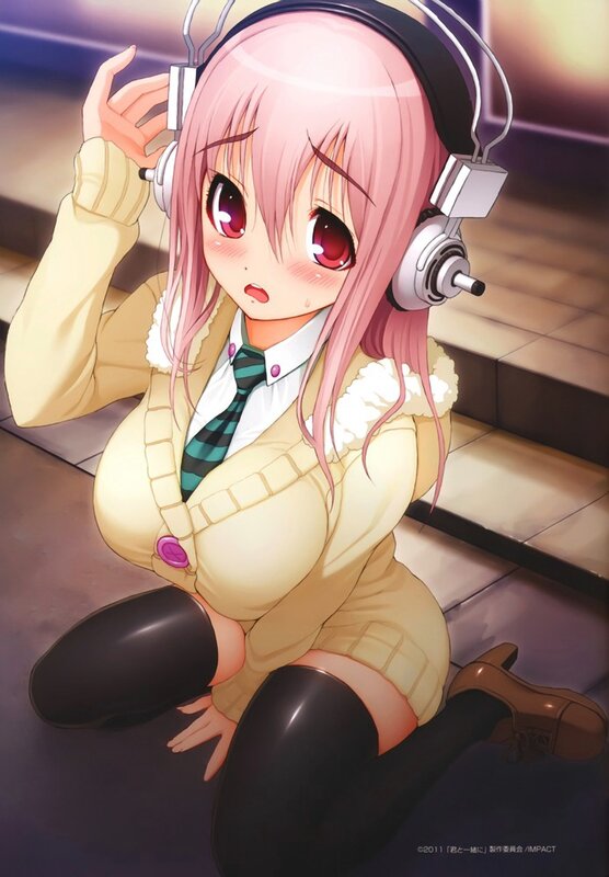 anime girl with headphones