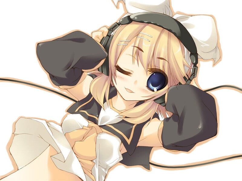 anime girl with headphones