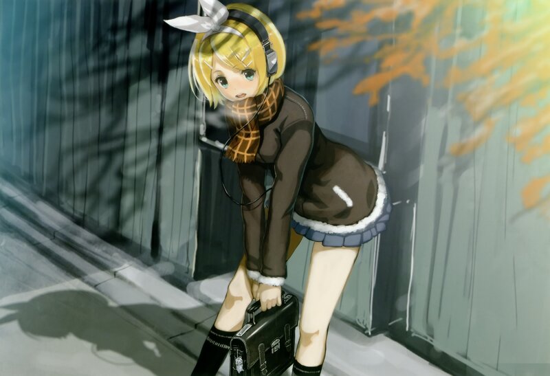 anime girl with headphones