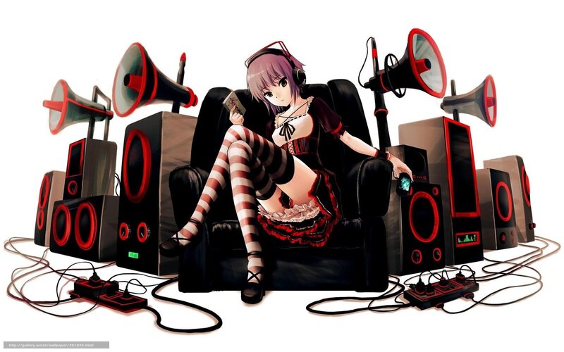 anime girl with headphones