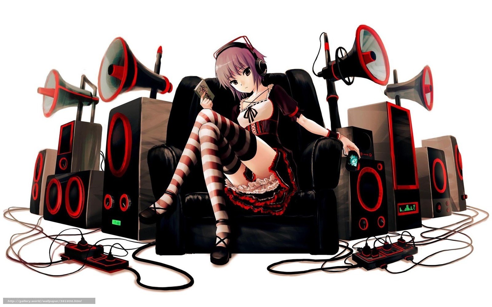anime girl with headphones