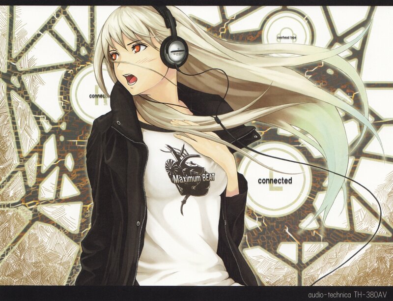 anime girl with headphones