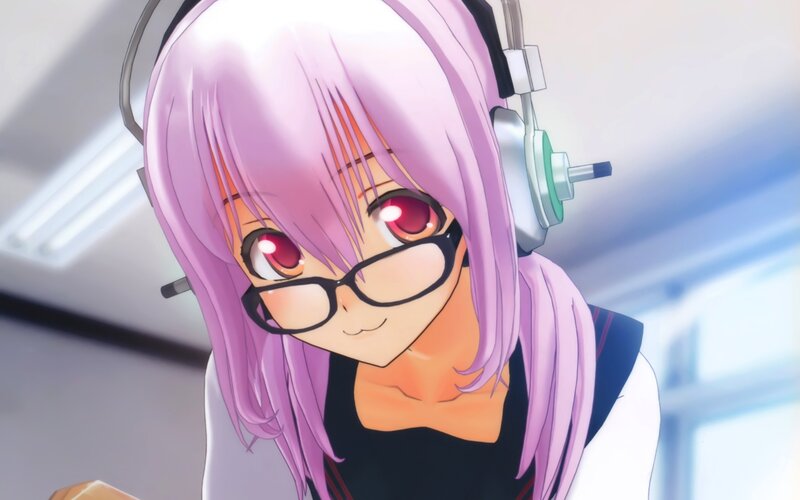 anime girl with headphones