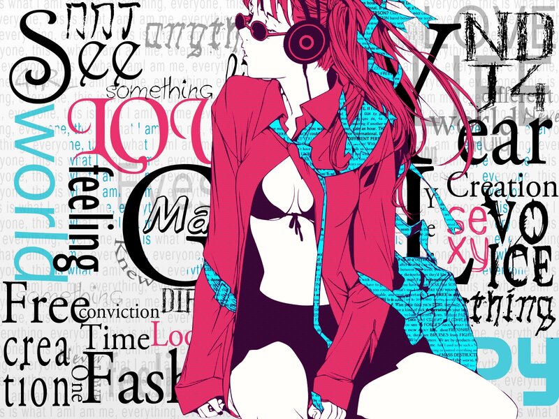 anime girl with headphones