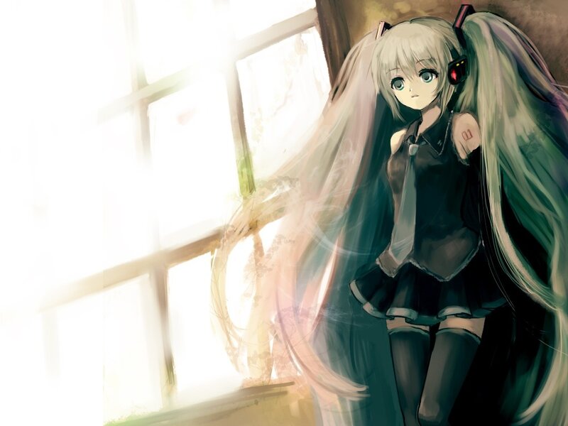 anime girl with headphones