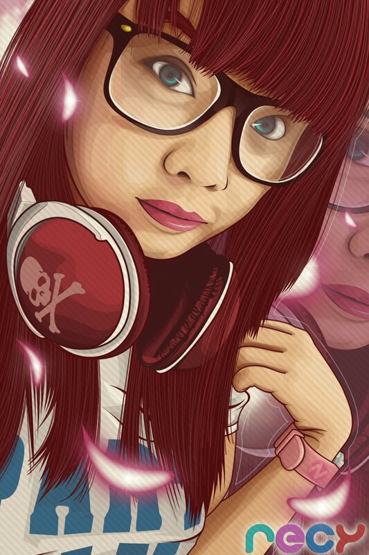 Anime girl with headphones