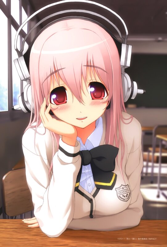 anime girl with headphones