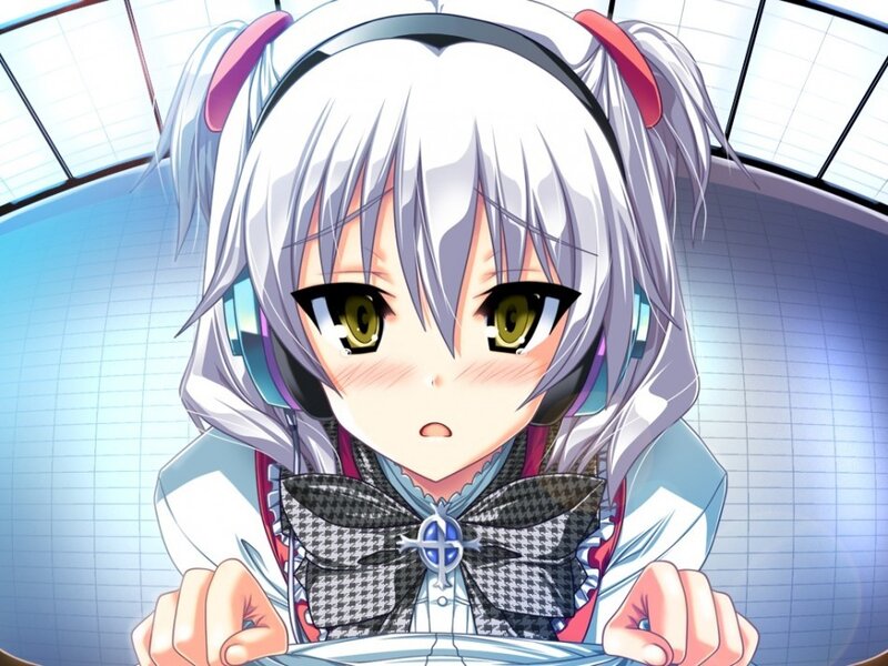anime girl with headphones