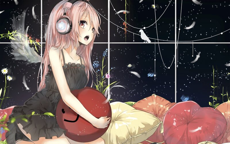 Anime girl with headphones