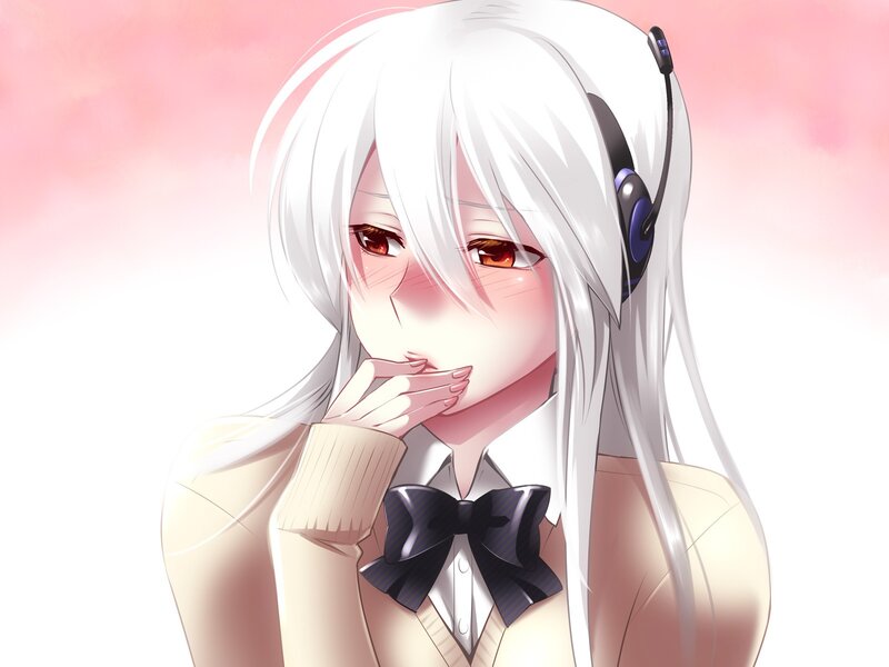 anime girl with headphones
