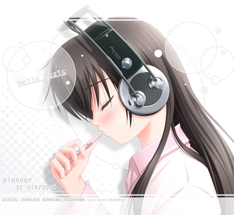 Anime girl with headphones