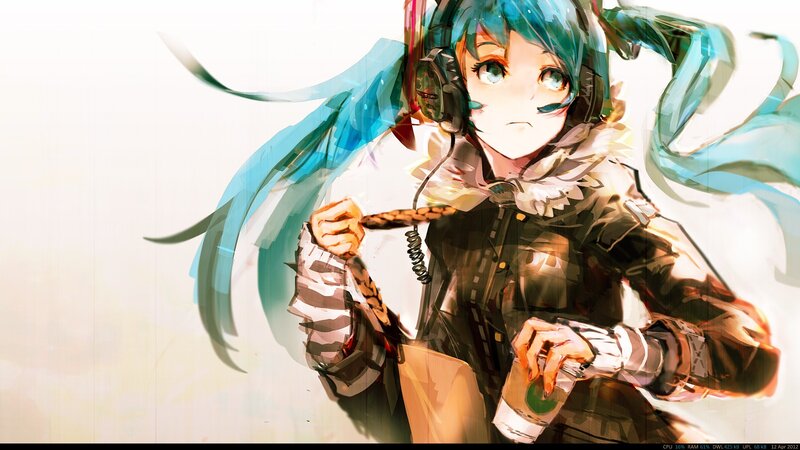 anime girl with headphones