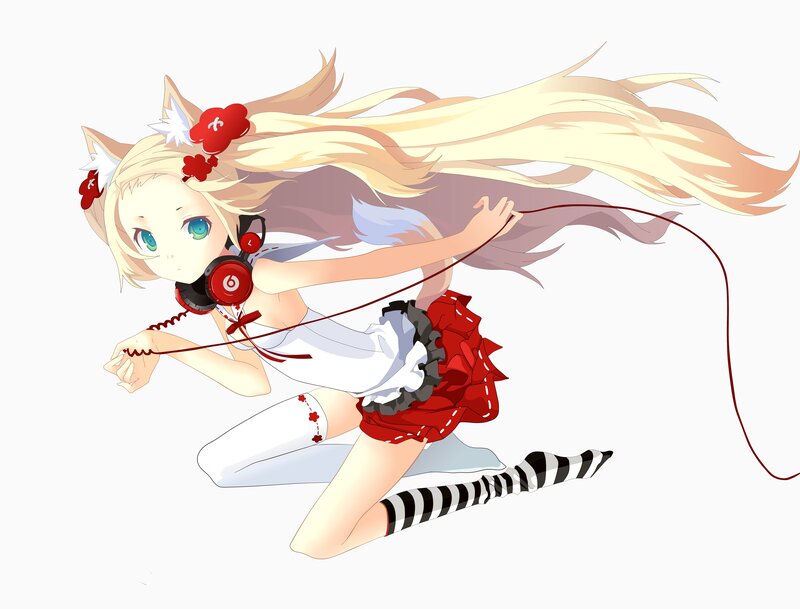 anime girl with headphones