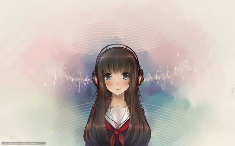 Anime girl with headphones