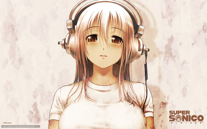 Anime girl with headphones