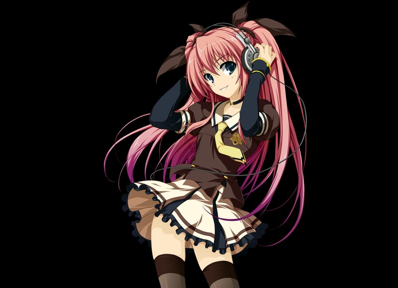 anime girl with headphones