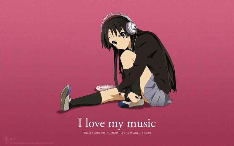 anime girl with headphones