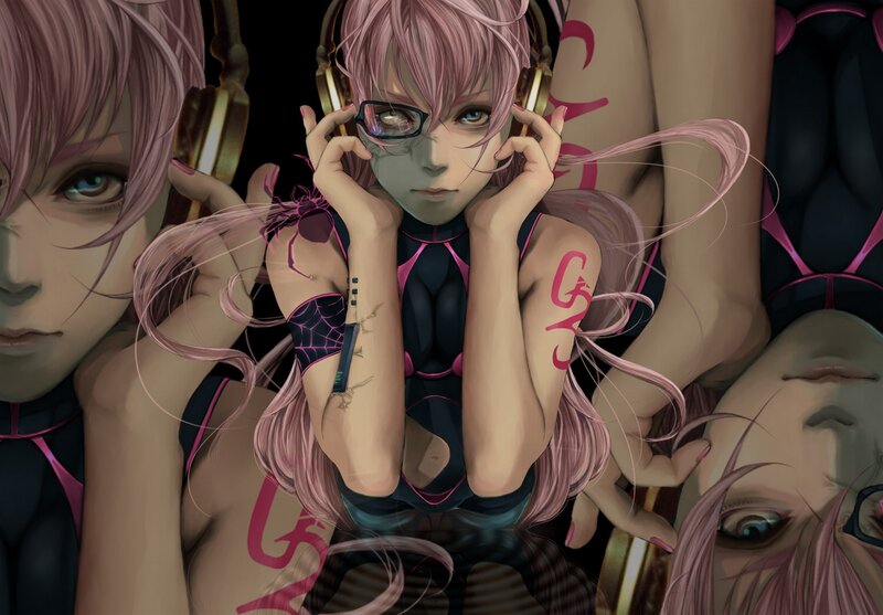 anime girl with headphones