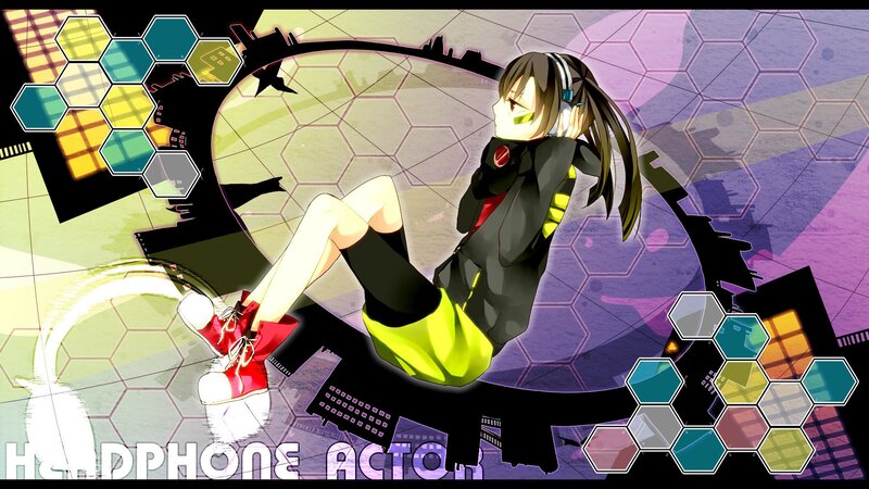 anime girl with headphones