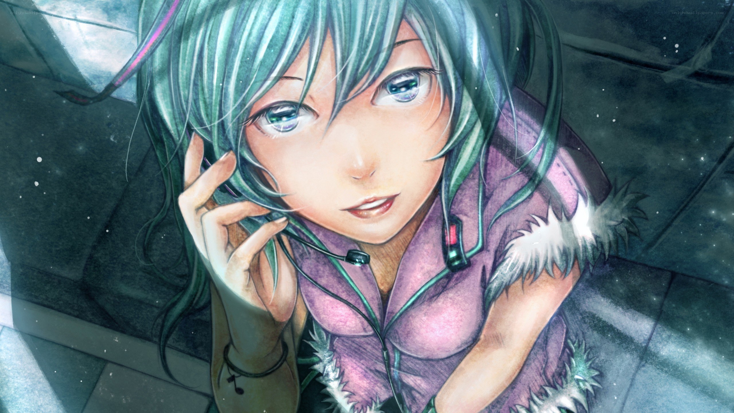 anime girl with headphones