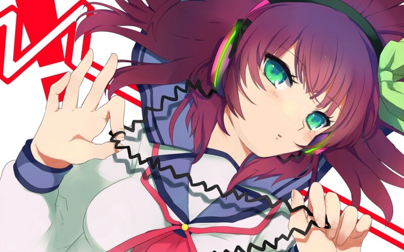 anime girl with headphones